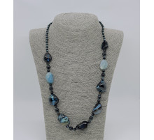 Бусы агат структурный галтовка 15*26мм, шар: 4,6,8мм