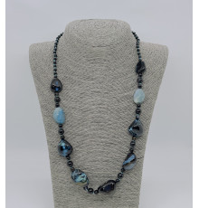 Бусы агат структурный галтовка 15*26мм, шар: 4,6,8мм