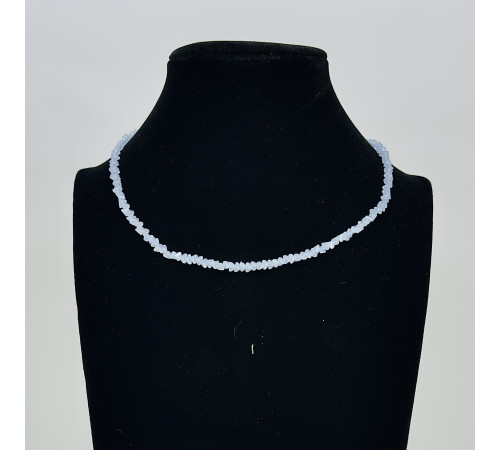 Бусы-чокер алмазное стекло бледно голубой 3*4мм