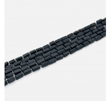 Нить турмалин шерл черный матовый цилиндр 7*13мм