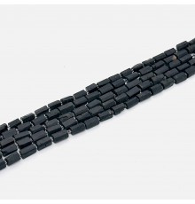 Нить турмалин шерл черный матовый цилиндр 7*13мм