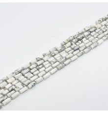 Нить агат кахолонг белый цилиндр 7*13мм