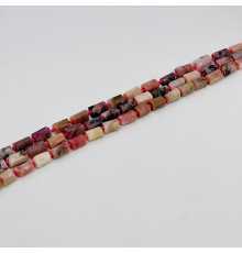 Нить родонит розовый цилиндр 7*14мм