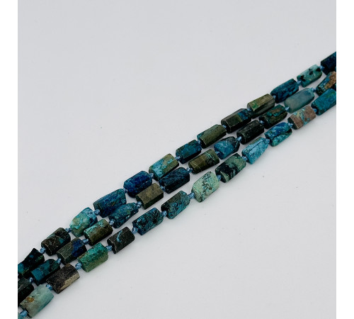 Нить хризоколла голубая цилиндр 7*14мм