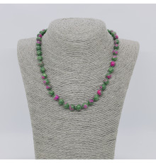 Бусы цоизит зелено-розовый шар 9мм