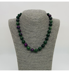 Бусы цоизит зелено-розовый шар 12мм