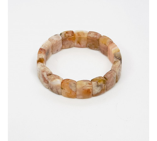 Браслет агат сакура закругленный прямоугольник 12*16мм