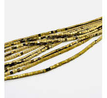 Нить гематит темно золотой куб 4*4мм