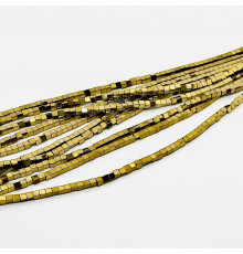 Нить гематит темно золотой куб 4*4мм
