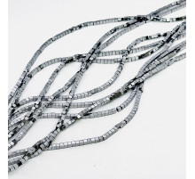 Нить гематит серебряный куб 3*3мм