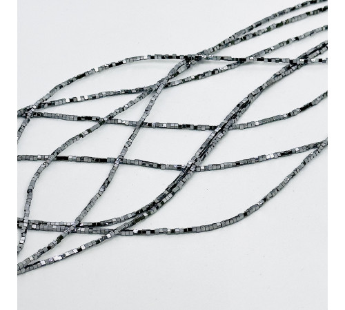 Нить гематит серебряный куб 1*1мм