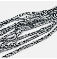 Нить гематит серебряный квадрат рамка 8*8мм