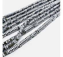 Нить гематит серебряный квадрат грань 8*8мм