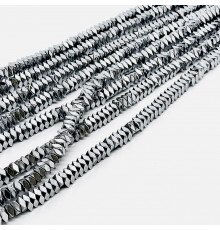 Нить гематит серебряный квадрат грань 8*8мм