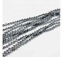 Нить гематит серебряный ромб рамка 8*8мм