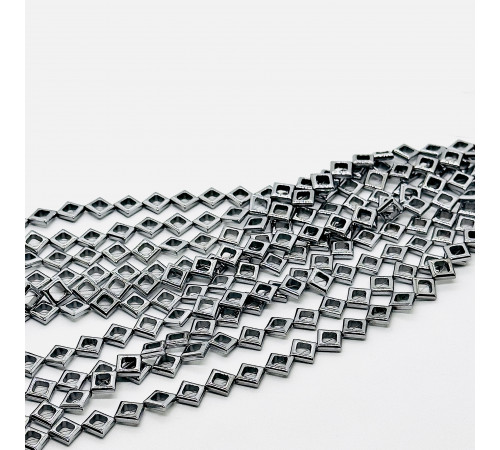 Нить гематит серебряный ромб рамка 10*10мм