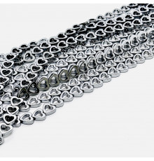 Нить гематит серебряный сердце рамка 12*12мм