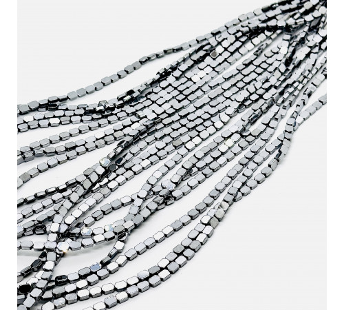 Нить гематит серебряный закругленный прямоугольник 4*5мм