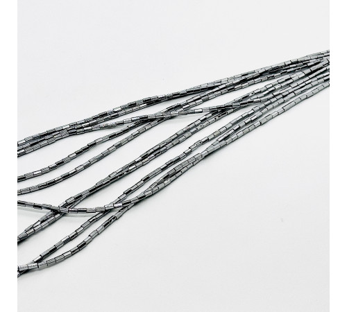 Нить гематит серебряный цилиндр грань 2*4мм