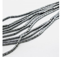 Нить гематит серебряный цилиндр 5*8мм