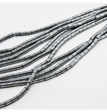 Нить гематит серебряный цилиндр 5*8мм