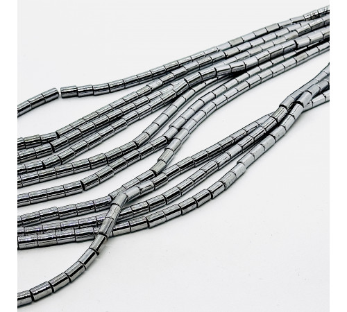 Нить гематит серебряный цилиндр 5*8мм