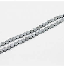 Нить гематит серебряный круг снежинка 10*10мм