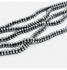 Нить гематит серебряный круг грань 10*10мм