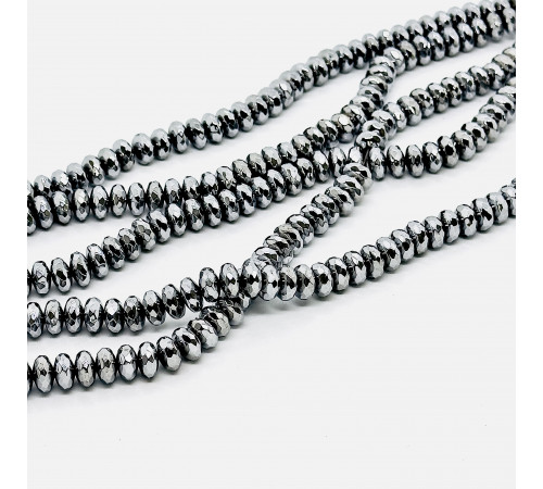 Нить гематит серебряный круг грань 10*10мм