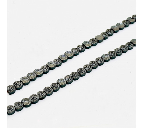 Нить гематит черный ракушка 10*10мм