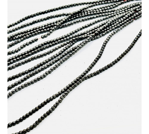 Нить гематит черный шар грань 4*4мм