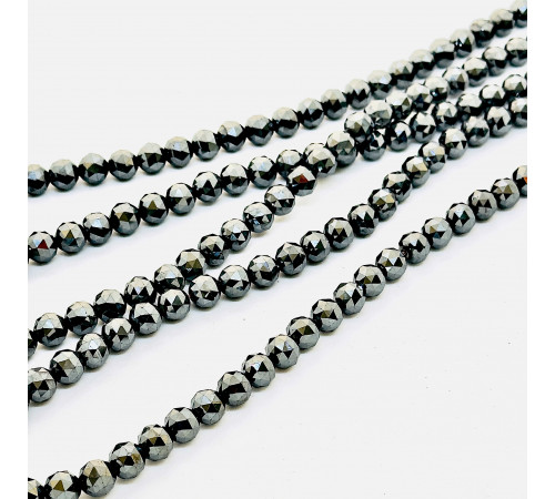 Нить гематит черный шар грань 10*10мм