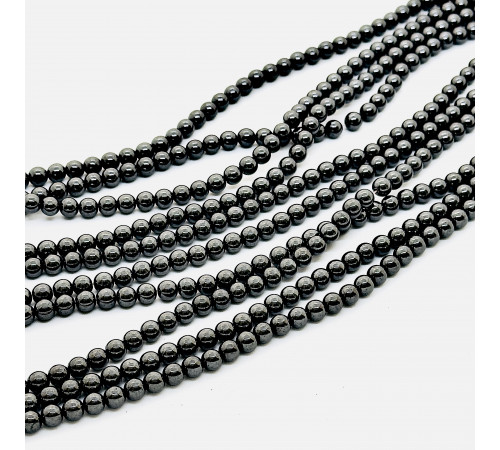 Нить гематит черный шар 6*6мм