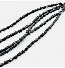 Нить гематит черный овал грань 6*11мм