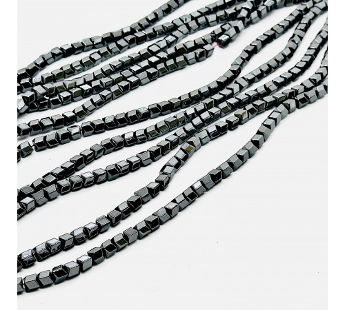 Нить гематит черный шестигранник 6*6мм