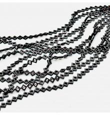 Нить гематит черный ромб рамка 8*8мм