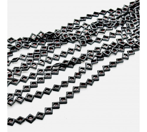 Нить гематит черный ромб рамка 10*10мм