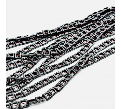 Нить гематит черный квадрат рамка 10*10мм