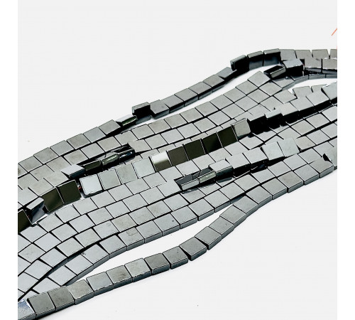 Нить гематит черный квадрат 8*8мм