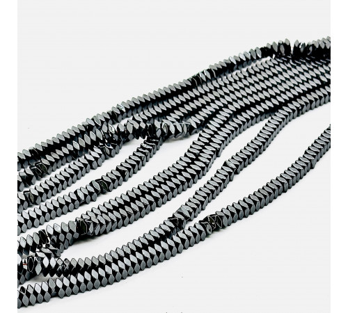 Нить гематит черный квадрат грань 6*6мм