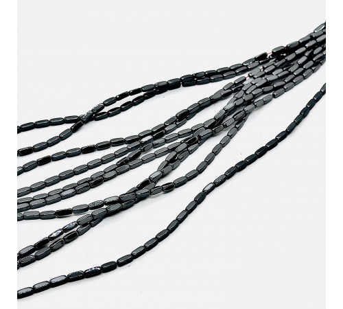 Нить гематит черный загругленный прямоугольник 3*8мм