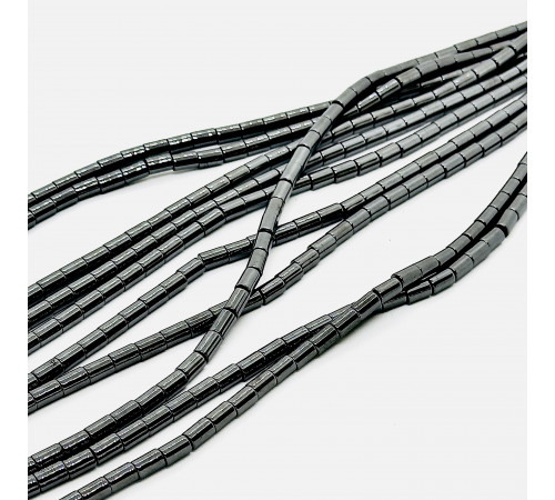 Нить гематит черный цилиндр 5*8мм