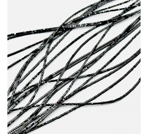 Нить гематит черный закругленный куб 1*1мм