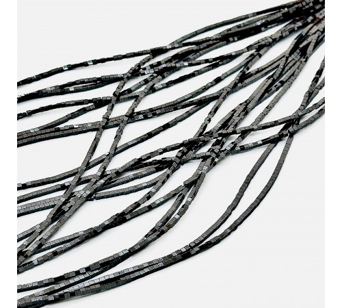 Нить гематит черный куб 2*2мм