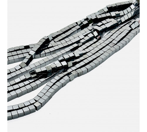 Нить гематит черный куб 6*6мм