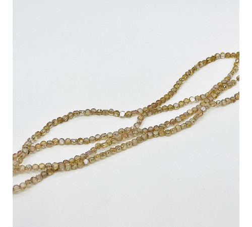 Нить алмазное стекло бежевый круг грань 4*4мм