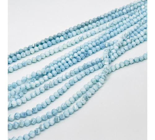 Нить алмазное стекло голубой биконус грань 5*5мм