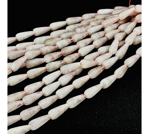 Нить кварц розовый капля 10*25мм