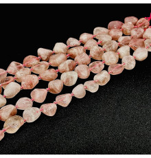 Нить кварц розовый галтовка 15*21мм