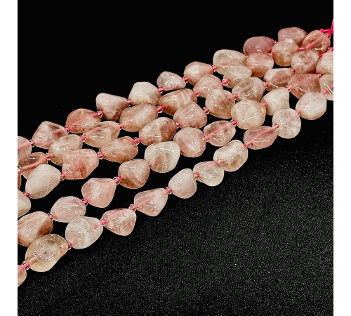 Нить кварц розовый галтовка 15*21мм